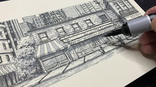 Sketchbook Ink Drawing Vlog  New York City [upl. by O'Donnell442]