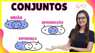 OPERAÇÕES COM CONJUNTOS UNIÃO INTERSECÇÃO DIFERENÇA COMPLEMENTARNÚMERO DE ELEMENTOS DA UNIÃO [upl. by Marashio]