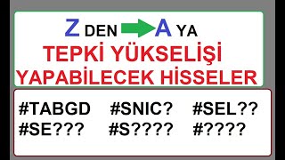 Z DEN A YA  TEPKİ YÜKSELİŞİ YAPABİLECEK HİSSELER TABGD SNIC SEL SE S   BIST [upl. by Mercola]