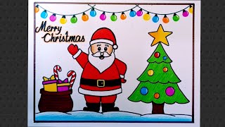 Santa Claus Drawing Very Easy For Beginners Christmas Drawing Merry Christmas Drawing Easy [upl. by Ellicul]