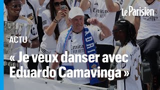 Titre du Real Madrid  la danse de la joie de Carlo Ancelotti avec Eduardo Camavinga [upl. by Presley609]