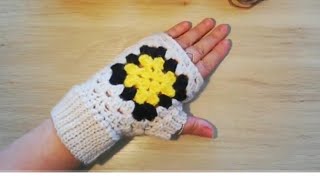 Guanti granny a uncinettoeasy crochet fingerless gloves [upl. by Nnylirret]