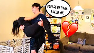 PASSING OUT INTO MY BOYFRIEND ARMS PRANK CUTE REACTION [upl. by Dong294]