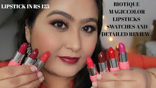 Biotique Natural Makeup Magiccolor Lipsticks Swatches [upl. by Gerome]