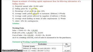 Working Capital Requirement Problem 1 [upl. by Sulamith875]