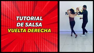 TUTORIAL DE SALSA  VUELTA DERECHA 💃🕺✅ [upl. by Enerual603]