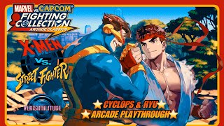 MARVEL VS CAPCOM FIGHTING COLLECTION XMEN VS STREET FIGHTER CYCLOPS amp RYU ARCADE PLAY THROUGH [upl. by Dnaleel]