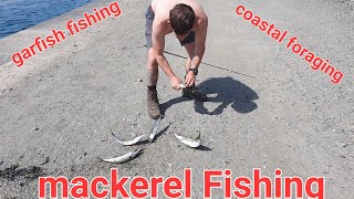 mackerel Fishing garfish Fishing coastal foraging North Welsh Manai and Holly head [upl. by Epifano]