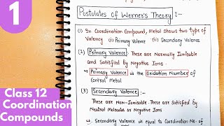 1 Coordination Compounds Werners theory of coordination Compounds Class12 chemistry neet jee [upl. by Assela]