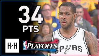 LaMarcus Aldridge Full Game 2 Highlights Spurs vs Warriors 2018 Playoffs  34 Points 12 Reb [upl. by Nyladnewg]