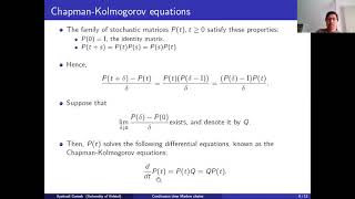 Lecture 4 Continuous time Markov chains [upl. by Blodget]