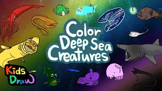 Color Deep Sea Animals  Lets learn different colors with deep sea creatures  Kids Draw [upl. by Kersten208]