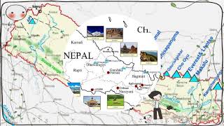 Map of nepal showing famous temple Hiway mauntan River etc [upl. by Esinnej]