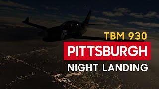 TBM 930 Night Landing into Pittsburgh  MSFS [upl. by Ahsiam]