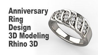 Custom Anniversary Ring  Jewelry CAD Design Tutorial 3D Modeling with Rhino 7 185 [upl. by Duster160]