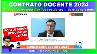 🔴👉CONTRATO DOCENTE 2024  Conoce como postular los requisitos  las etapas y más [upl. by Jaal]