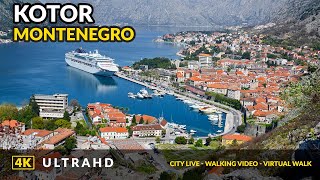 Walking tour Kotor Montenegro Old Town 4K [upl. by Ahsien]