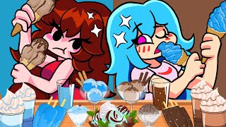 Ice cream mukbang vs Sky and Girlfriend Friday Night Funkin Animation Mukbang [upl. by Whitebook]