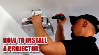 How to Install a Projector on a Ceiling with 90quot Screen detailed install [upl. by Assennej]