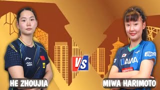 Miwa Harimoto vs HE Zhoujia WTT China Smash 2024 [upl. by Lonee787]