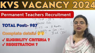 KVS PERMANENT TEACHER RECRUITMENT 2024  KVS teacher recruitment notification  KVS TEACHERS VACANCY [upl. by Jeno]