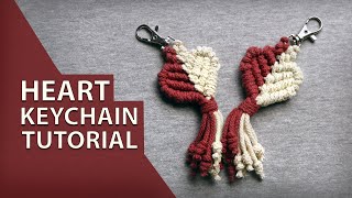 DIY Macrame Heart Keychain Step by Step Instructions [upl. by Natsyrt]