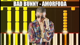 AMORFODA Bad Bunny EASY Piano Tutorial  Cover SYNTHESIA  MIDI amp SHEETS [upl. by Notlaw]