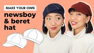 Newsboy amp Beret Style Hat  unisex sewing pattern  learn to sew  step by step tutorial [upl. by Itraa]