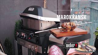 Grillet marokkansk kylling på elgrillen Weber Pulse med rotisseriet [upl. by Armahs]