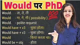 Would पर करे PhD  All of Would in Detail with Examples  Modal Verbs  English with Khushi [upl. by Airbmat576]