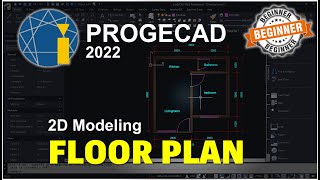 ProgeCAD 2022 2D Drafting Floor Plan Tutorial For Beginner [upl. by Annaert]