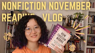 Balancing Heavy Books in a Reading Week 🍁 Nonfiction November Reading Vlog 2023 CC [upl. by Yeniar517]