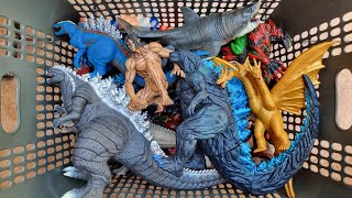 Kaiju Monsterverse Godzilla king ghidorah megalodon titan attack Trex indominus rex minecraft [upl. by Anuahc]