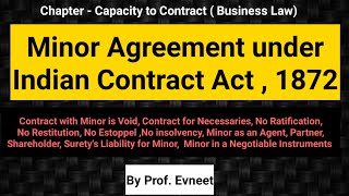 Minor Agreement under Indian Contract Act 1872  Legal Position of Minor in Contract  Minor [upl. by Azaleah275]