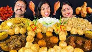 Eating Challenge😋Chowmin🍝Manchurian Biryani Mutton curry Egg Big Bites😋Midnight Street Food [upl. by Carrol]