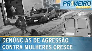 Dez denúncias de agressão contra a mulher são registradas por hora  Primeiro Impacto 211123 [upl. by Ayian]