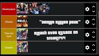 THE MOST BIASED ANIME TIER LIST OF ALL TIME oml this list sucks [upl. by Noillimaxam404]