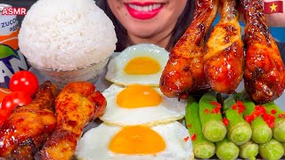 ASMR BBQ CHICKEN OKRA EGGS TOMATO RICE MUKBANG MASSIVE Eating Sounds [upl. by Islehc]