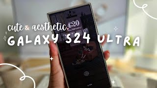 Samsung Galaxy S24 Ultra Aesthetic Unboxing amp Setup ☁️ Titanium Grey 512gb [upl. by Leumhs]