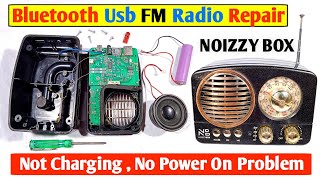 Bluetooth FM Radio Not Charging No Power On Repair  Noizzy Box USB Mp3 Player Radio Repair [upl. by Hcelemile]