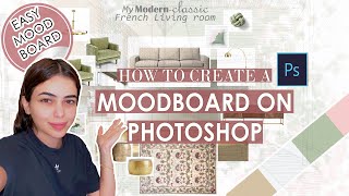 How To Create a Furniture Mood Board Step by Step Easy Tutorial on Photoshop  interior design 2022 [upl. by Tudela]