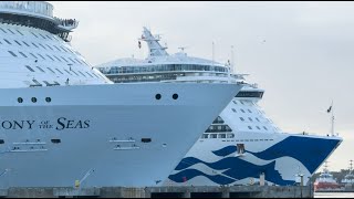 Regal Princess and Harmony of the Seas Depart Galveston [upl. by Airakaz]