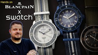 Hands On Blancpain x Swatch Fifty Fathoms Swatch Watch  Scuba Fifty Fathoms Atlantic and Antarctic [upl. by Eisak695]