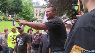 Patriot Prayer Antifa clash multiple arrests [upl. by Pudendas]