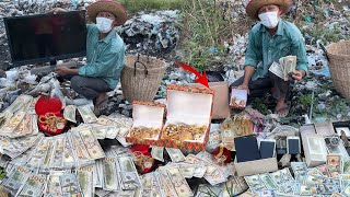 Wow lucky man found a lot of money  and good thing at landfill behind the market [upl. by Ecienahs]