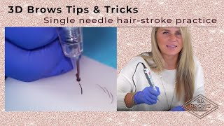 Microblading single needle hairstrokes using a tattoo machine [upl. by Gnohp]