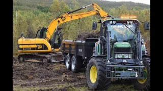 Digging 1 JCB JS 145  Bailey Dumper John Deere 6430 Premium [upl. by Nalhsa]