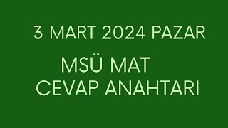 2024 MSÜ MATEMATİK CEVAP ANAHTARI msü msü2024 tyt ayt [upl. by Yennor886]