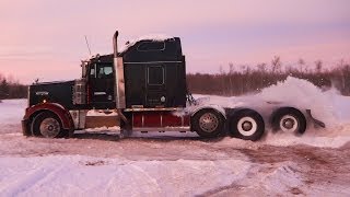 600hp Kenworth W900L Semi Snow Drifting [upl. by Vaenfila]