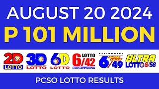 Lotto Result Today 9pm August 20 2024  PCSO Complete [upl. by Marcile]